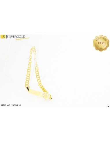 1-1-23448-1-COLECCIÓN 2018 Pulsera tipo esclava con eslabón en ochos de cierre criollo. Oro 18 kt.