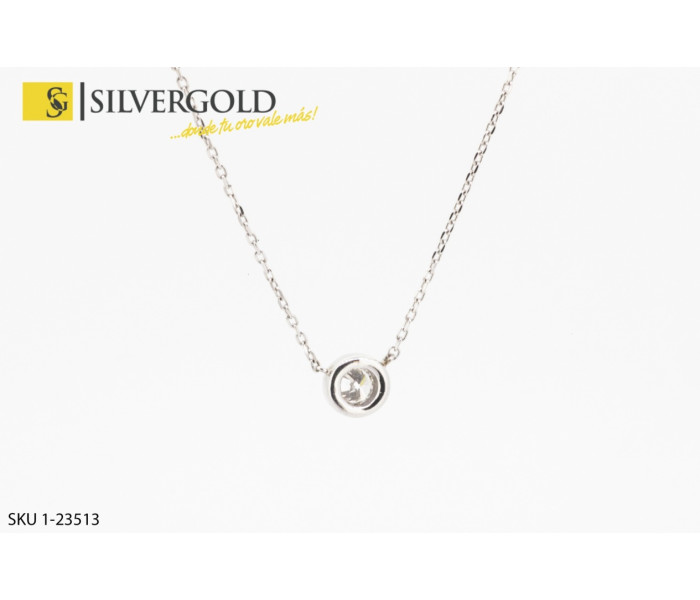 1-1-23513-1-DIA-Cadena fina estilo Forzada con Diamante solitario. Oro 18 kt.