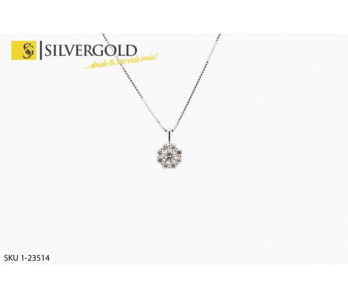 1-1-23514-1-DIA-Cadena fina estilo Cola de topo con solitario de Brillantes. Oro 18 kt.