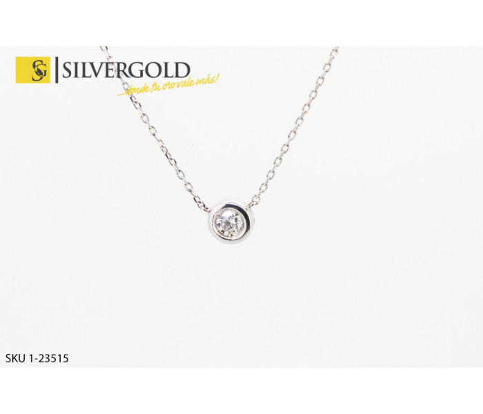 1-1-23515-1-DIA-Cadena fina estilo Forzada con Diamante solitario. Oro 18 kt.