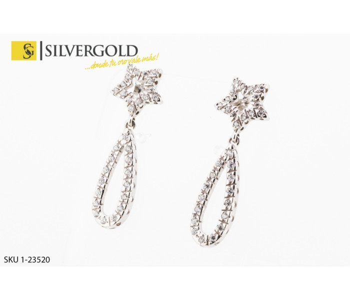 1-1-23520-1-Pareja de pendientes colgantes en oro blanco con inserciones de circonita Oro 18 kt.