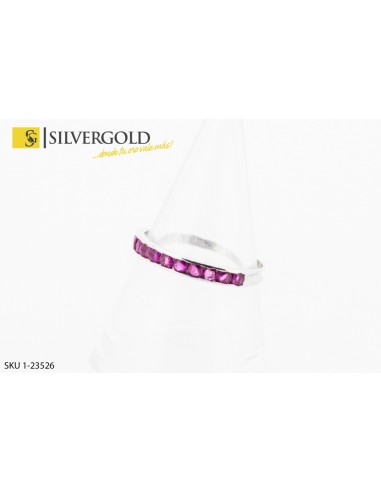 1-1-23526-1-Anillo fino en oro blanco con banda de piedras. Oro 18 kt.