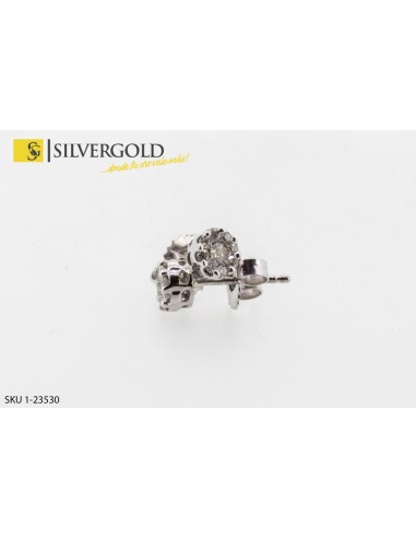 1-1-23530-1-DIA-Pendientes en oro blanco tipo chatón con brillante. Oro 18 kt.
