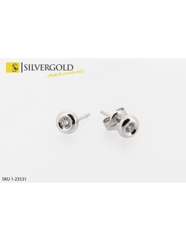 1-1-23531-1-DIA-Pareja de Pendientes en oro blanco tipo chatón con brillante. Oro 18 kt.
