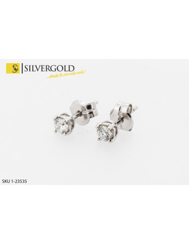 1-1-23535-1-DIA-Pendientes en oro blanco en garra con Diamante en talla brillante. Oro 18 kt
