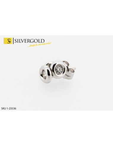 1-1-23536-1-DIA-Pendientes en oro blanco en chatón con Diamante en talla Brillante. Oro 18 kt.