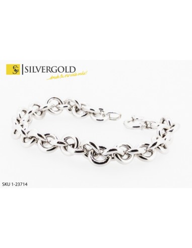 1-1-23714-1-Pulsera eslabón grande tipo Rolo en oro blanco. 18 kt.