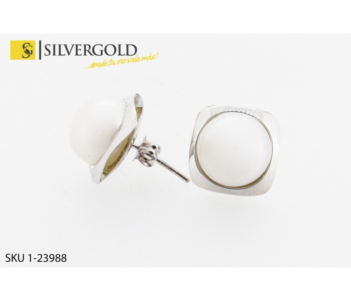 1-1-23988-1-Pendientes piedra tipo perla. Oro 18 kt.