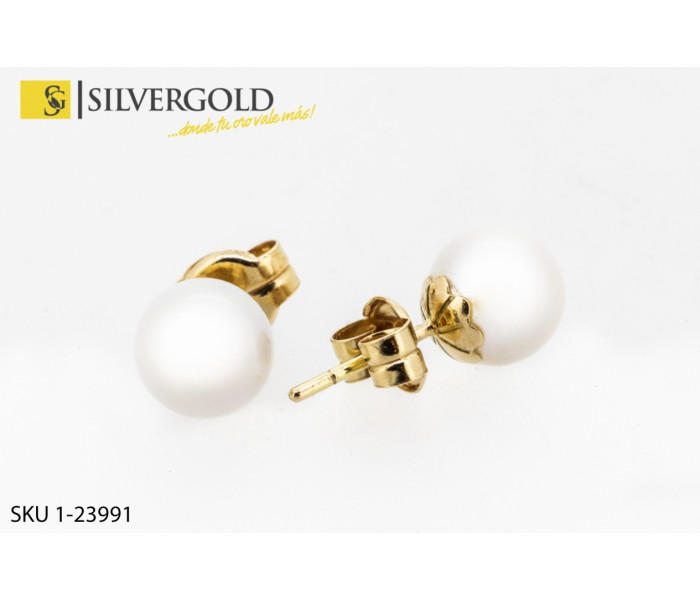1-1-23991-1-Pendiente piedra tipo perla. Oro 18 kt.