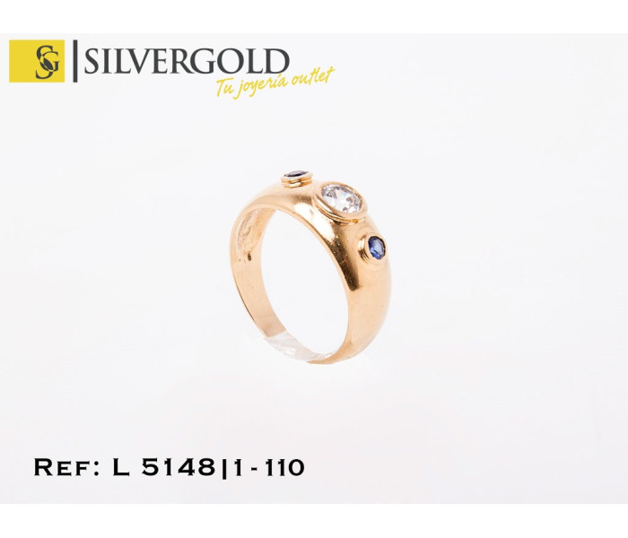 1-1-110-1-Anillo oro 18Kt. estilo tresillo L5148