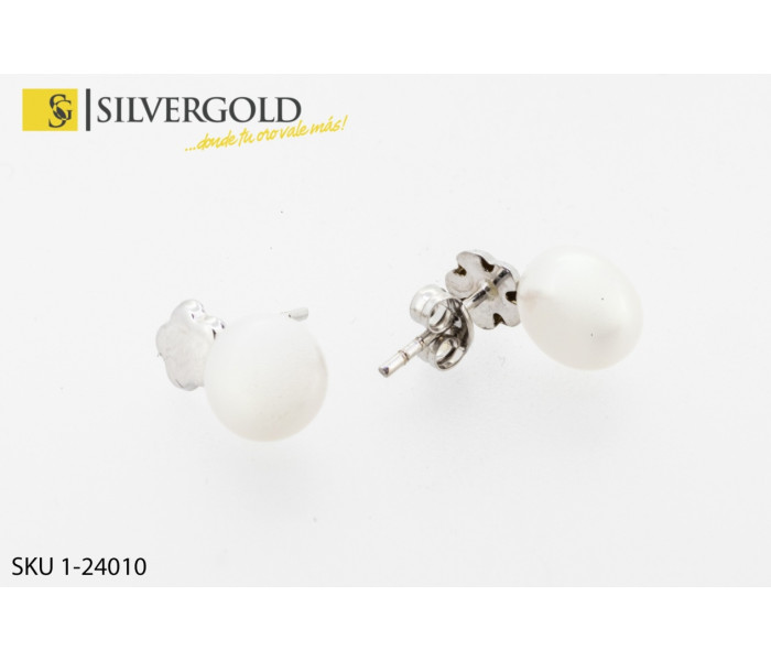 1-1-24010-1-Pendientes estilo Tu y yo en oro blanco. Oro 18 kt.