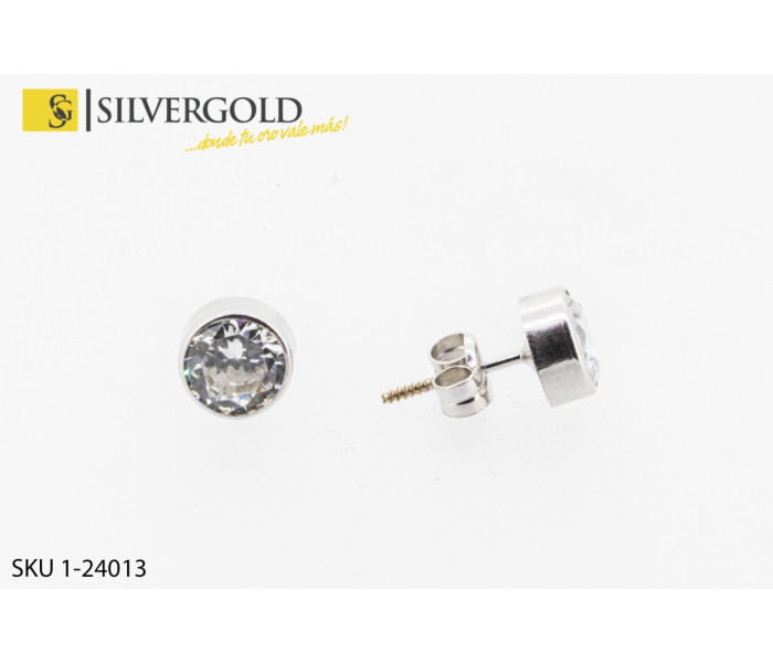 1-1-24013-1-Pendientes Unisex con circonita central .Oro 18 kt.
