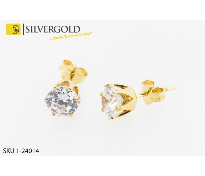 1-1-24014-1-Pendientes de circonita engarzada, Oro 18 kt.