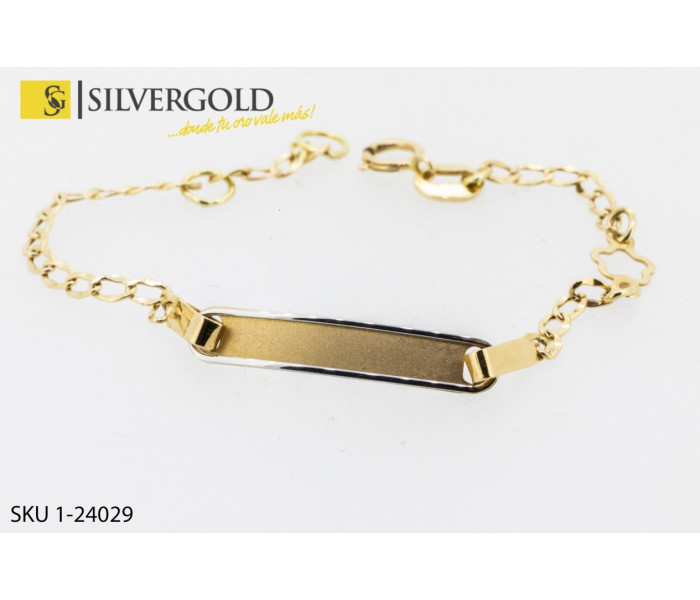 1-1-24029-1-Pulsera esclava infantil con relieve en oro blanco. Oro 18 kt.