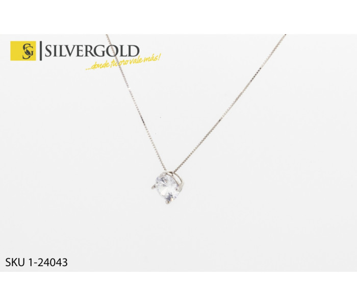 1-1-24043-1-Conjunto de cadena y colgante en oro blanco. Oro 18 kt.