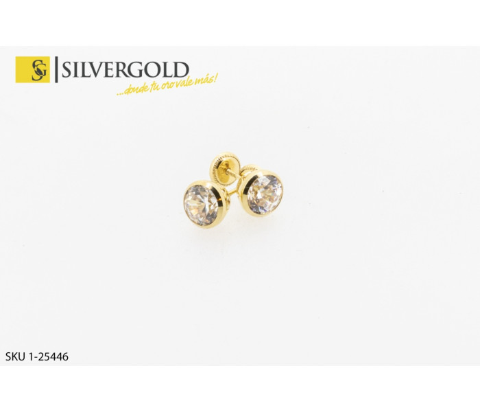 1-1-25446-1-Pareja de pendientes circonita en talla brillante. Oro 18 kt