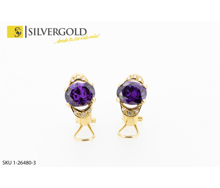 1-1-26480-1-Pendientes con forma vertical decorado con piedra tipo amatista. Contraste 750m