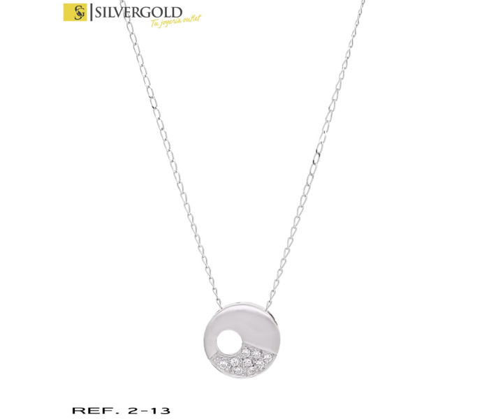 1-2-13-1-Conjunto oro blanco 18Kt. de cadena y colgante con circonitas L1064