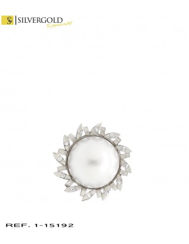 1-2-60-3-D-Anillo oro blanco 18Kt. con media perla y diamantes