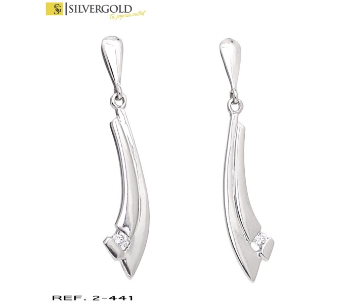 1-2-441-1-Pendientes oro blanco 18Kt. colgantes L 785