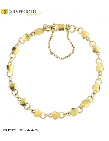 1-2-443-2-pulsera corazones efecto plano con cierre mosquetÃn (5.73 grs) L 800