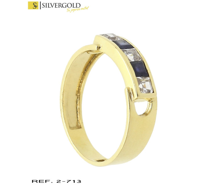 1-2-713-1-Anillo oro 18Kt. con piedras alternadas