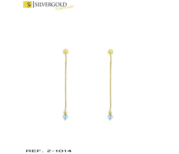 1-2-1014-1-Pendientes de bola con hilo colgante acabado eb piedra celeste talla lozenge y cierre de presión