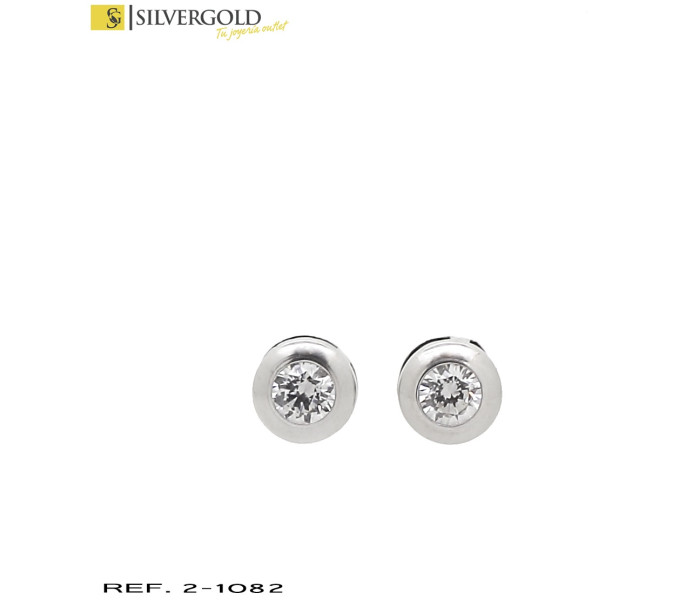 1-2-1082-2-Pendientes oro blanco 18Kt. tipo solitario
