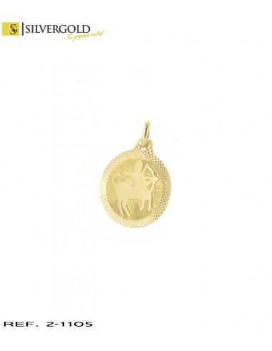 1-2-1105-1-Colgante medalla signo Sagitario. Oro 18 KT Diámetro 12.5 mm.