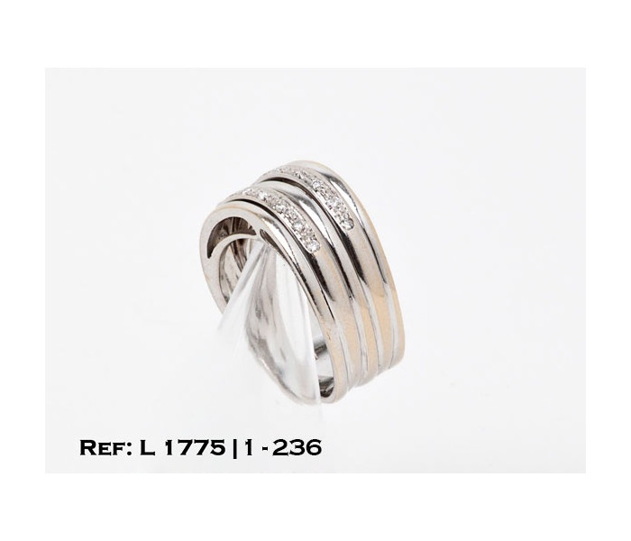 1-1-236-1-ANILLO ORO BLANCO QUINTUPLE ARO CON CHISPITAS (18 mm) (diamantes) L1775