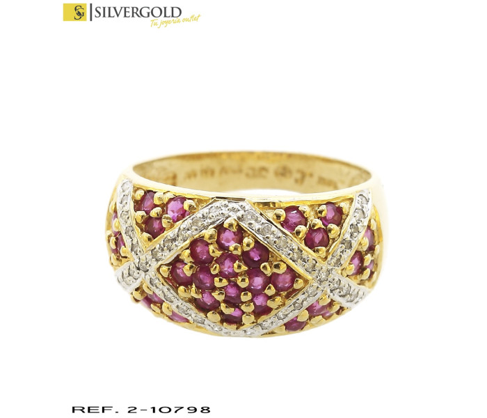 1-2-10798-1-D-Anillo oro 18Kt. con piedras rosas y diamantes