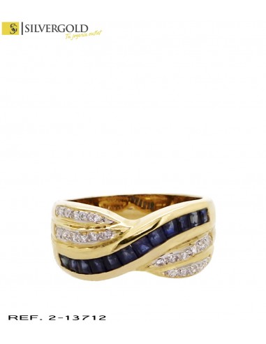 1-2-13712-1-D-Anillo oro 18Kt. con zafiro y diamantes