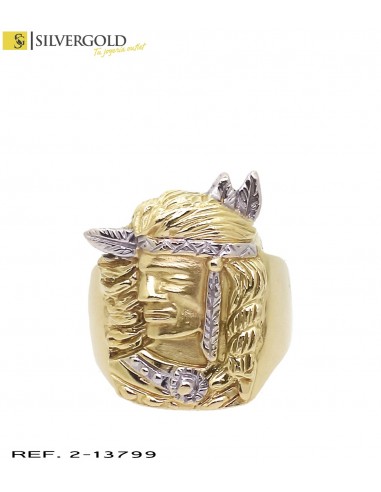 1-2-13799-1-Anillo oro bicolor 18Kt. perfil de indio