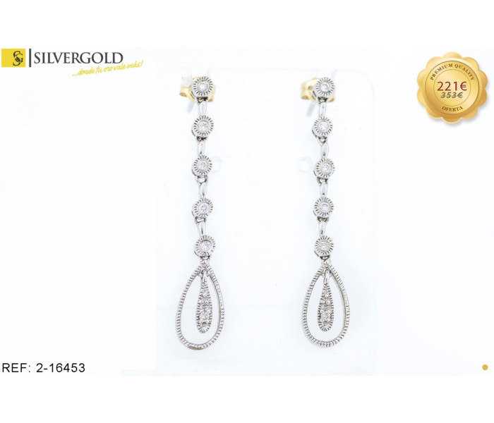 1-2-16453-1-Pendientes colgantes estilo Vintage. Oro 18 kt.