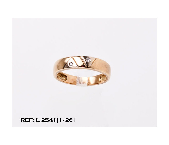 1-1-261-1-DIA-ANILLO-T14 ESTILO ALIANZA CON 2 DIAMANTITOS (18 mm) L2541