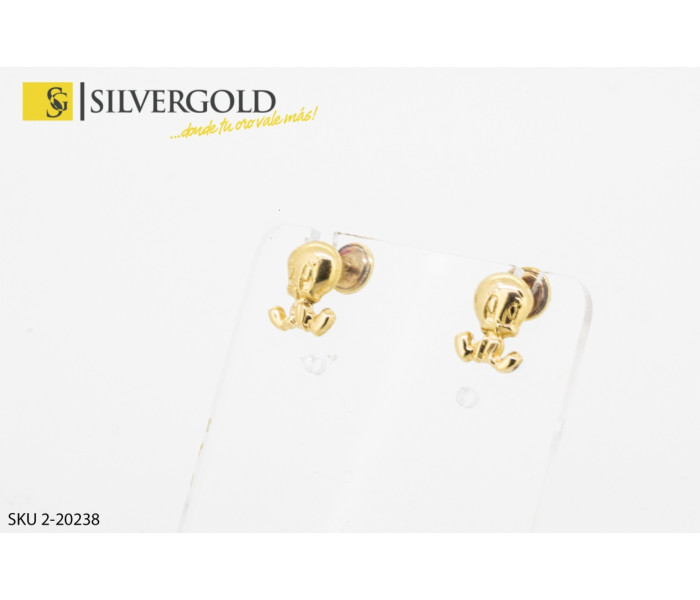 1-2-20238-1-pendientes de piolin infantiles con tuerca a rosca. Oro 18 kt