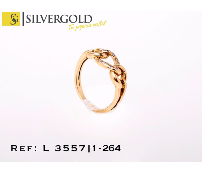 1-1-264-1-Anillo eslabones rígidos centrales uno con diamantes (Talla 13) L3557
