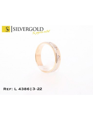 1-3-22-1-DIA-Alianza bicolor con 3 Diamantes. Oro 18 kt