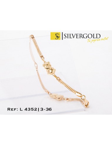 1-3-36-2-Pulsera tipo esclava infantil con 2 ositos en cada lateral de la chapa