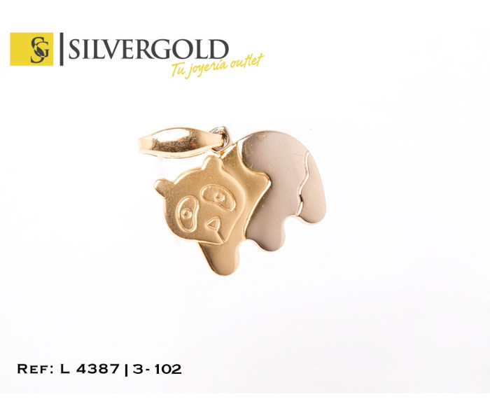 1-3-102-1-L 4387 Colgante bicolor oso panda. Oro 18 kt.
