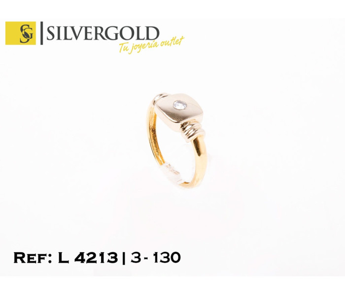 1-3-130-2-Anillo oro bicolor 18 Kt. con circonita L 4213