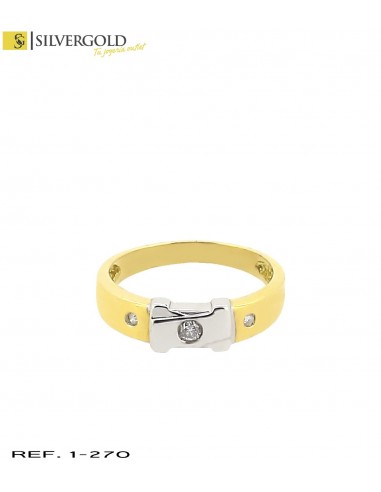 1-1-270-1-Dia-ANILLOT16Oro BICOLOR ESTILO CINTURON CON DIAMANTES (18 mm) L1496