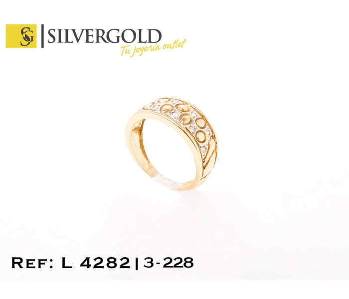1-3-228-1-Anillo con labrado central y alternado con chispitas de zirconita (T. 12) L 4282