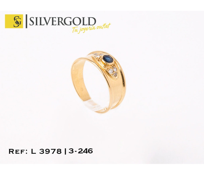 1-3-246-1-Anillo con piedra central estilo zafiro y chispitas en laterales (T. 17) L 3978