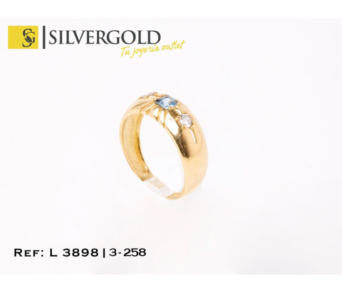 1-3-258-1-Anillo con piedra celeste central y zirconita a cada lado (T. 16) L 3898