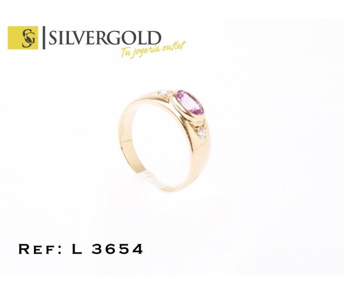 1-3-277-1-Anillo con alejandrita rosa talla oval y 2 chispitas de zirconita (Talla 17) L 3654