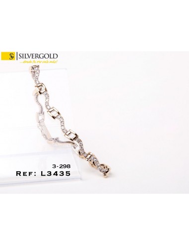 1-3-298-1-Pulsera oro blanco articulada con zirconitas y cierre de cajÃn (19 cm) L 3435