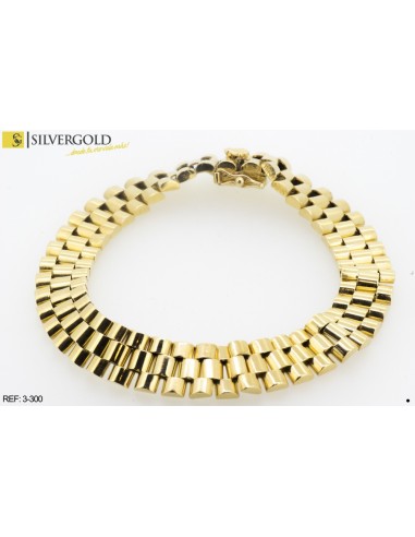 1-3-300-1-Pulsera 3 bandas efecto cadeneta cierre caja 21 cm. L 2438