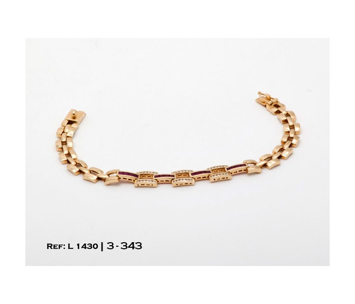 1-3-343-1-D-Pulsera eslabón cuadrado con diamantes L 1430