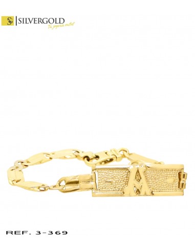 1-3-369-1-Esclava oro tricolor con 18Kt. letra A L 3494